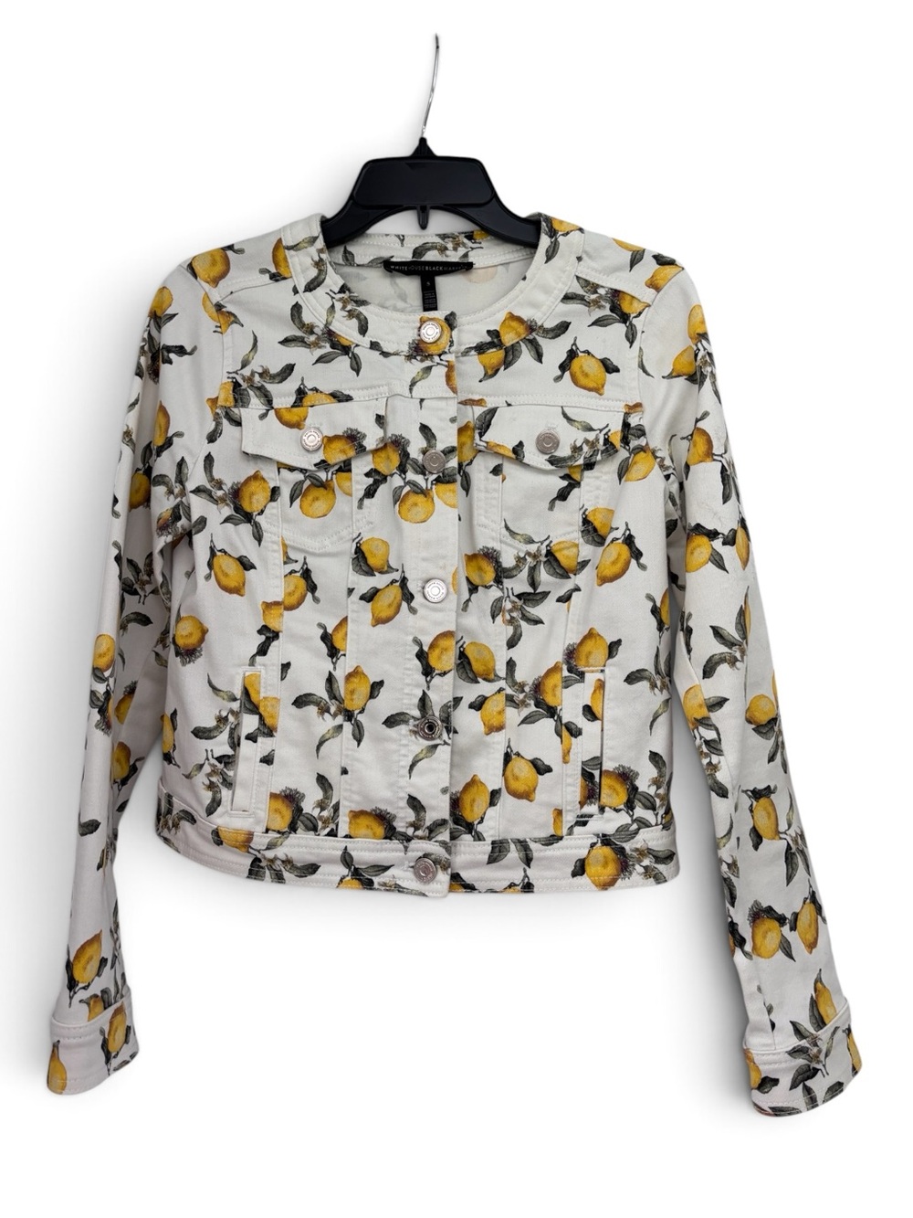 Lemon Print Women's Jacket - White/Yellow